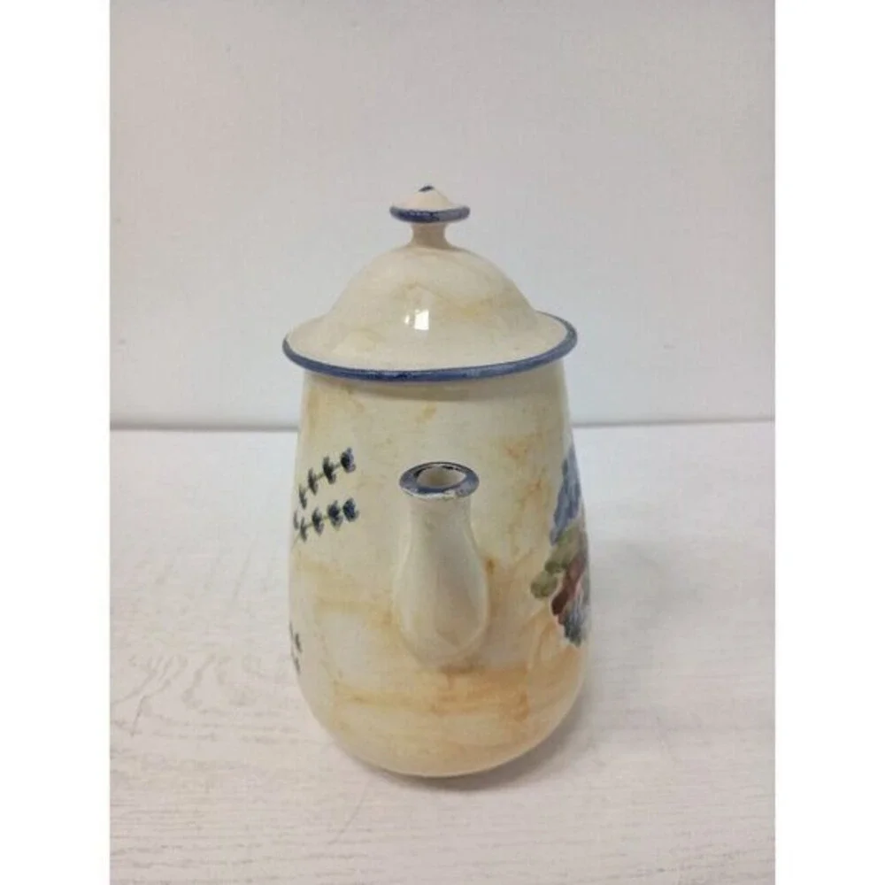 VTG F. Main Pottery Ceramic Teapot‎ Pitcher Cottagecore Country Farmhouse Decor